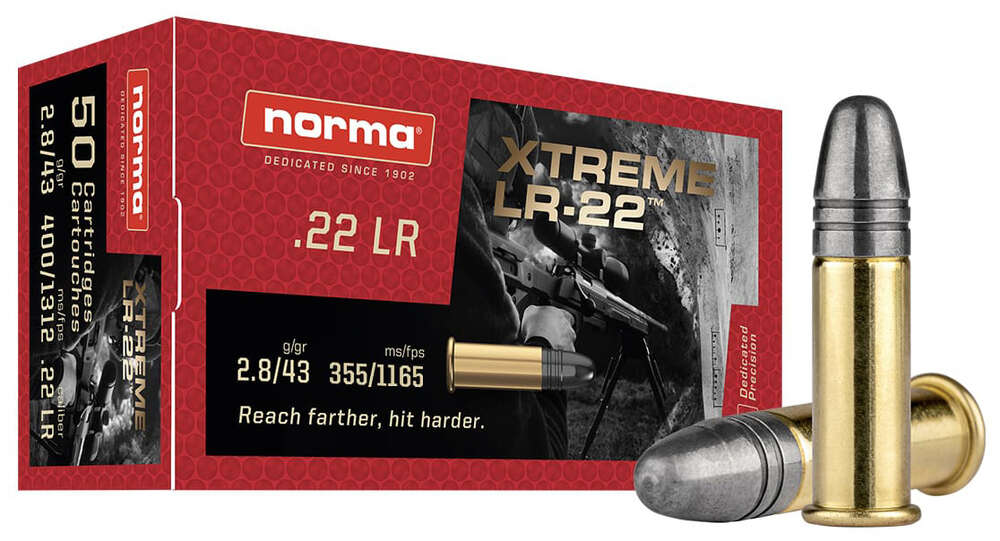 Ammunition Norma Ammunition 130 ft lbs 22LR NORMA 2421115   22LR XLR 43GR  LRN          50/100 • Model: 130 ft lbs